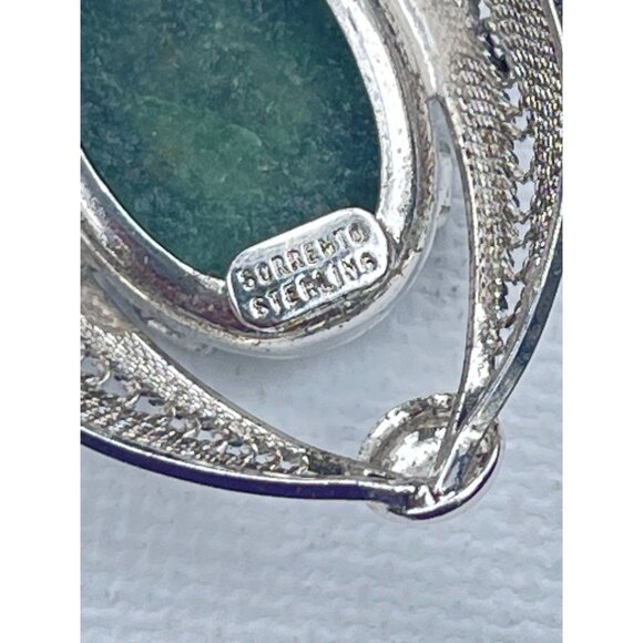 Vintage Jade Pendant Signed Sorrento - Sterling Silver - Picture 6 of 7